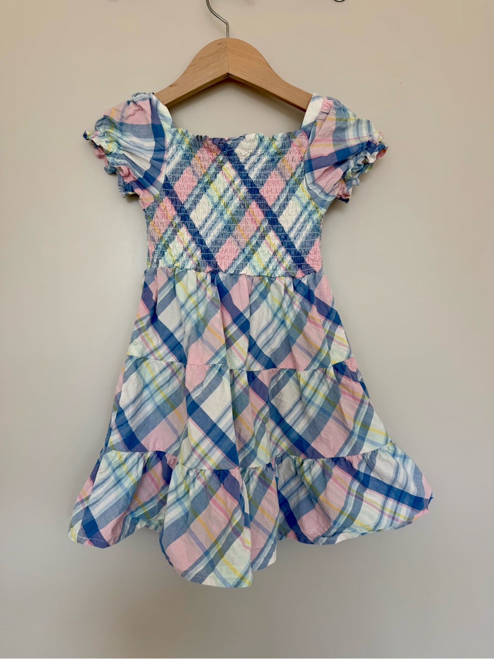 Gymboree Pastel Plaid Smocked Dress in Pink, Blue & Yellow